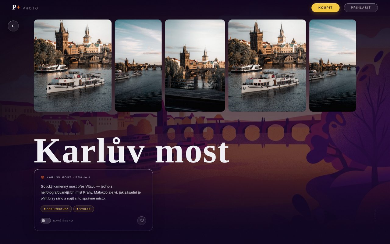 Ukázka stránky místa — Karlův most v profilu Photo & coffee